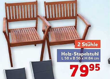 2 Stühle Holz-Stapelstuhl L 58 x B 56 x H 84 cm
