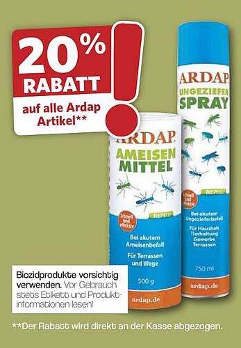 20% RABATT auf alle Ardap Artikel**