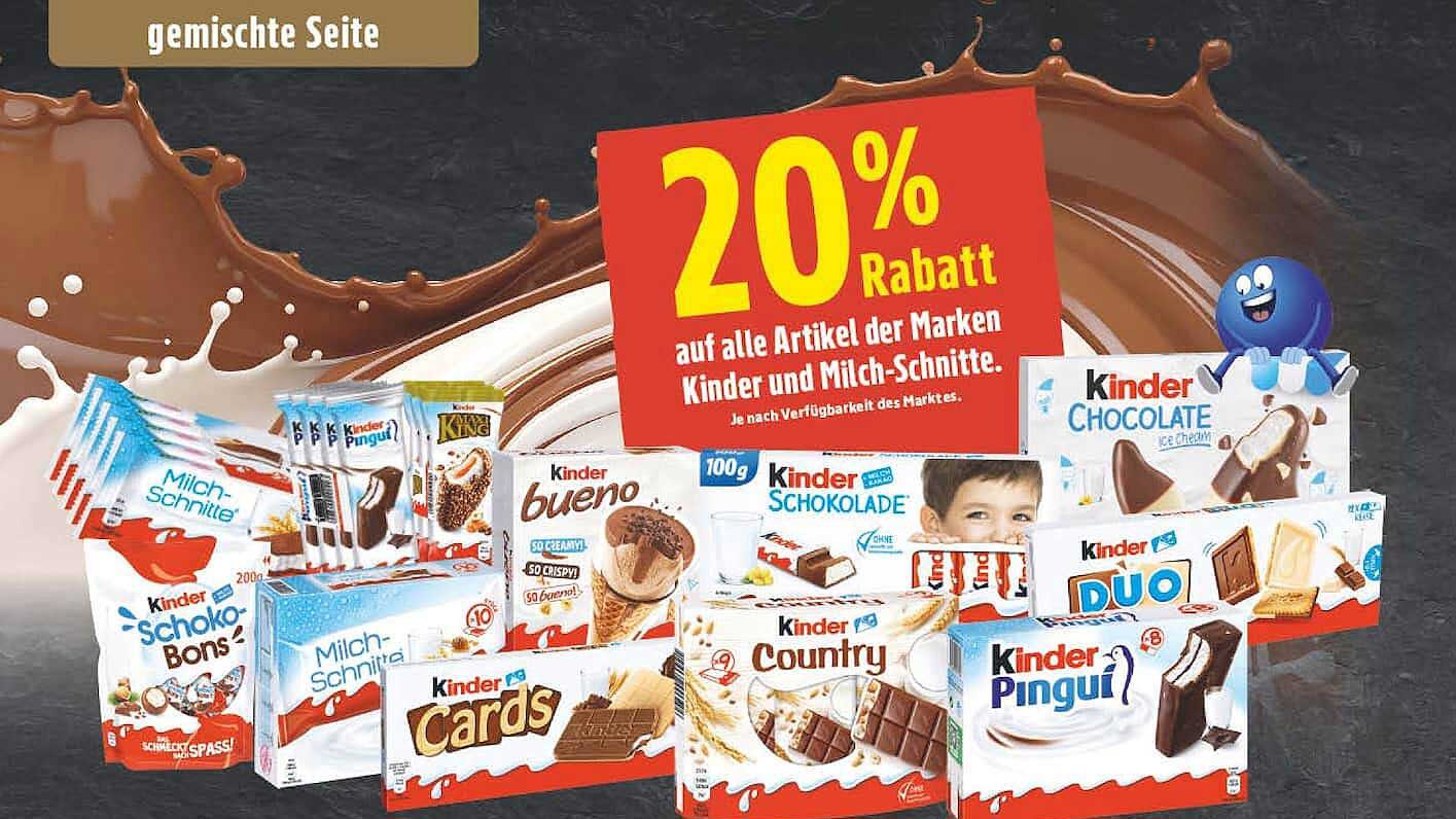 20% Rabatt auf alle Artikel der Marken Kinder und Milch-Schnitte.