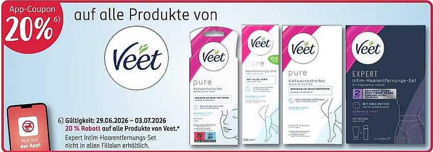 20% Rabatt auf alle Produkte von Veet