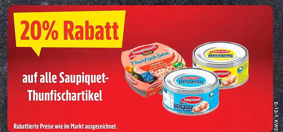 20% Rabatt auf alle Saupiquet-Thunfischartikel