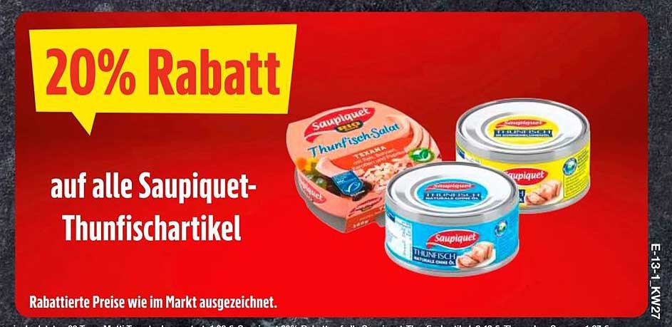 20% Rabatt auf alle Saupiquet-Thunfischartikel
