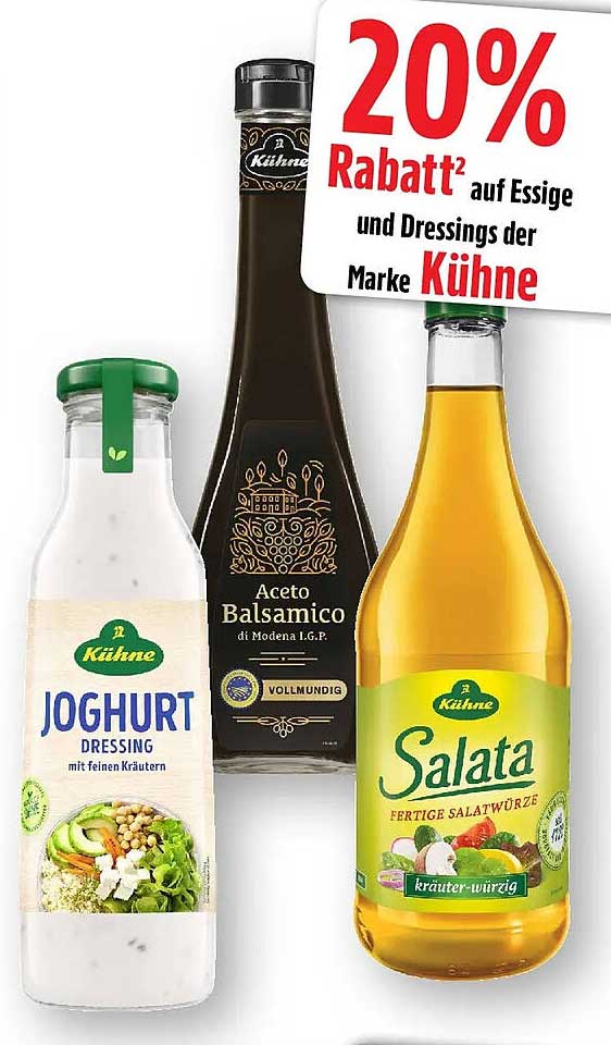 20% Rabatt auf Essige und Dressings der Marke Kühne