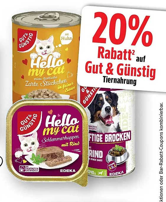 20% Rabatt auf Gut & Günstig Tiernahrung
