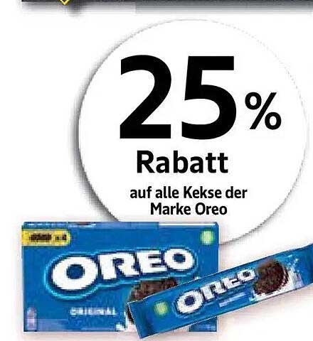 25% Rabatt auf alle Kekse der Marke Oreo