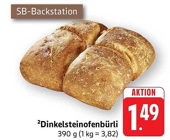 ²Dinkelsteinofenbürli 390 g (1 kg = 3,82)