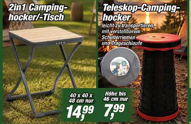 2in1 Camping-hocker/-Tisch