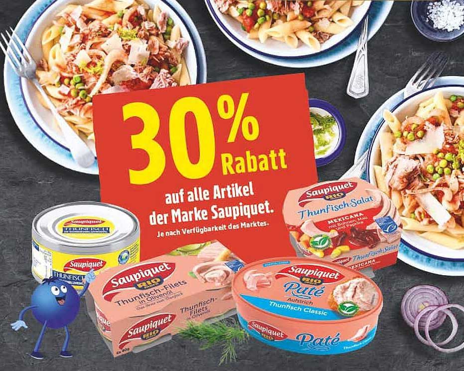 30% Rabatt auf alle Artikel der Marke Saupiquet.