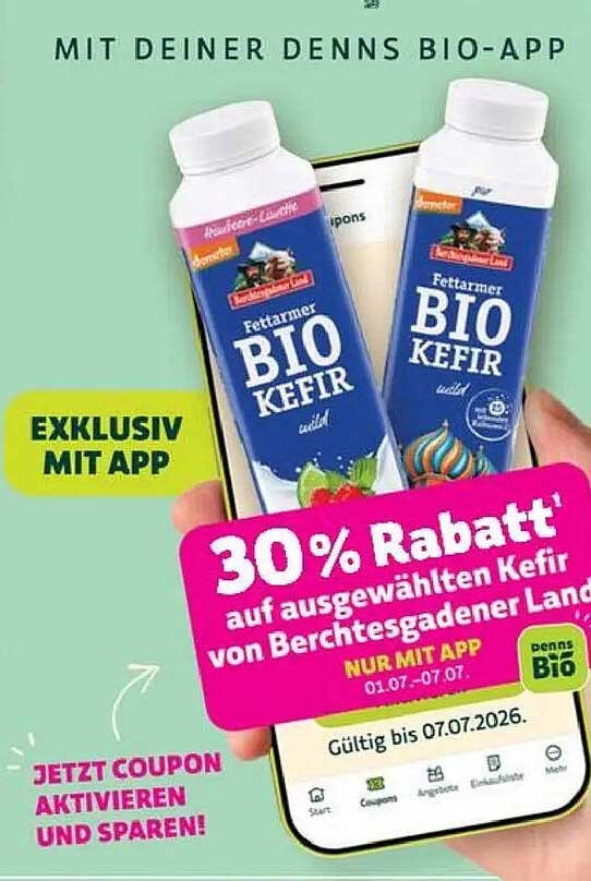 30% Rabatt auf ausgewählten Kefir von Berchtesgadener Land