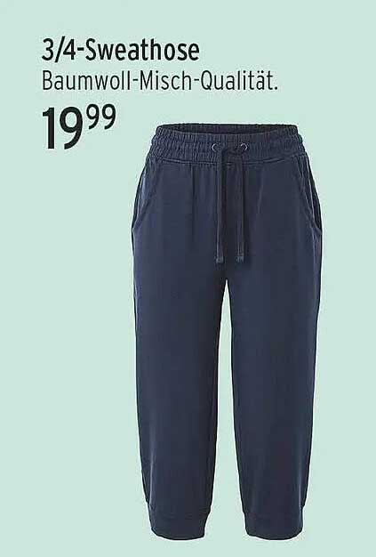 3/4-Sweathose Baumwoll-Misch-Qualität.