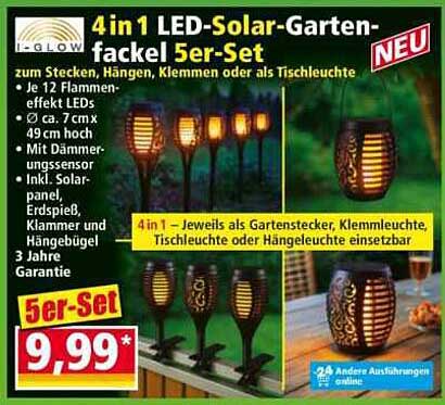 4 in 1 LED-Solar-Garten-fackel 5er-Set