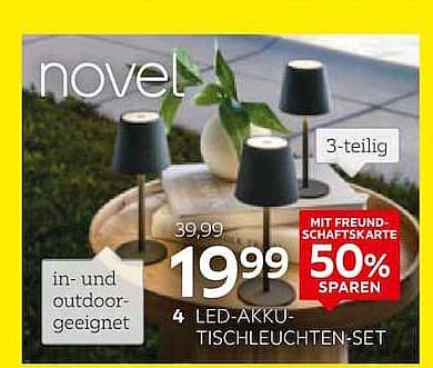 4 LED-Akku-Tischleuchten-Set