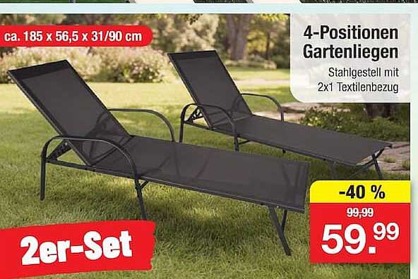 4-Positionen Gartenliegen