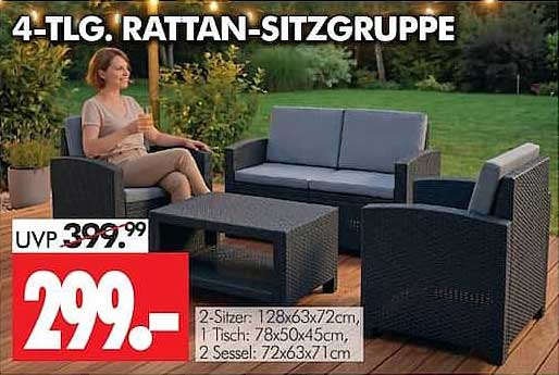 4-TLG. RATTAN-SITZGRUPPE