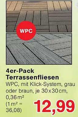 4er-Pack Terrassenfliesen