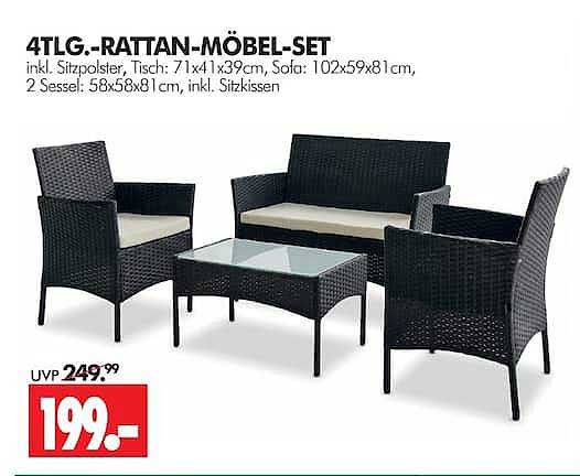 4TLG.-RATTAN-MÖBEL-SET