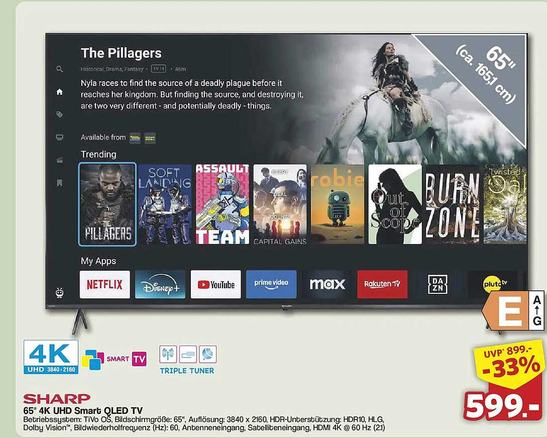 65" 4K UHD Smart QLED TV