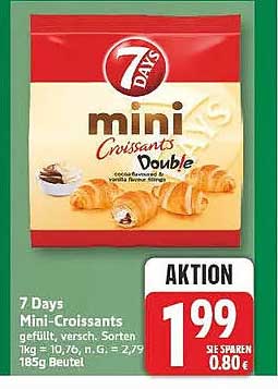 7 Days Mini-Croissants gefüllt, versch. Sorten 1kg – 185g Beutel