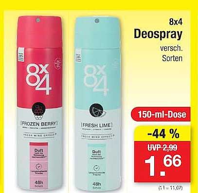 8x4 Deospray versch. Sorten