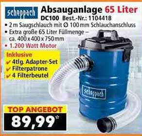 Absauganlage 65 Liter DC100