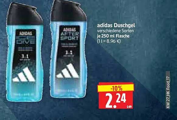 adidas Duschgel verschiedene Sorten je 250 ml Flasche