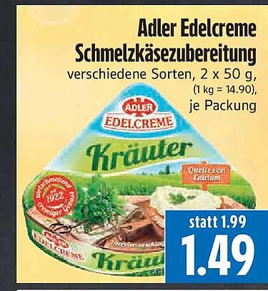 Adler Edelcreme Schmelzkäsezubereitung