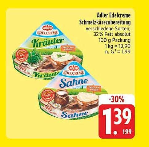 Adler Edelcreme Schmelzkäsezubereitung