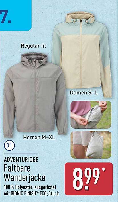 ADVENTURIDGE Faltbare Wanderjacke