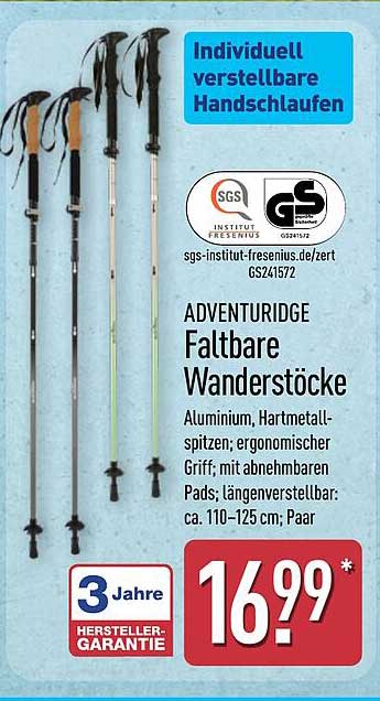 ADVENTURIDGE Faltbare Wanderstöcke