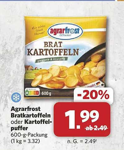 Agrarfrost Bratkartoffeln oder Kartoffelpuffer 600-g-Packung