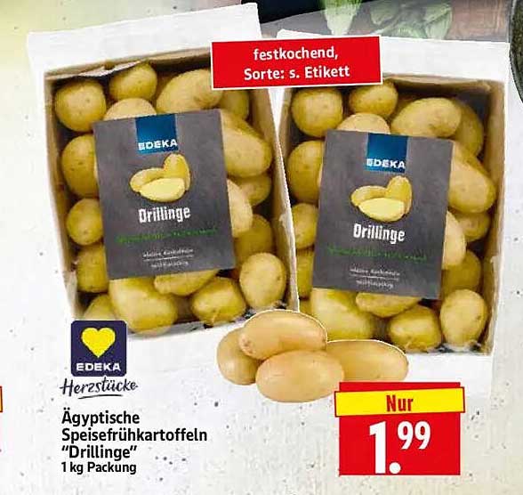 Ägyptische Speisefrühkartoffeln “Drillinge” 1 kg Packung