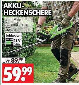 AKKU-HECKENSCHERE inkl. Akku Schnittbreite: 52cm Inklusive 18 V 1,5 Ah