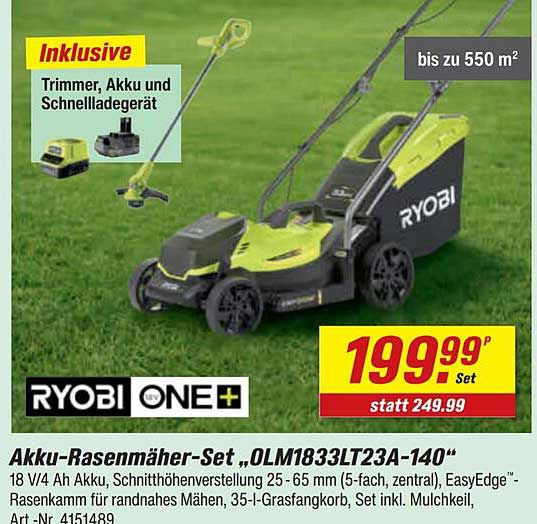 Akku-Rasenmäher-Set „OLM1833LT23A-140“