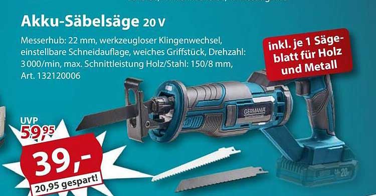 Akku-Säbelsäge 20 v