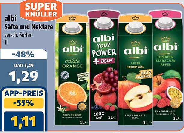 albi Säfte und Nektare versch. Sorten 1l