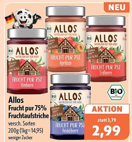 Allos Frucht pur 75% Fruchtaufstriche