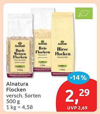 Alnatura Flocken versch. Sorten 500 g 1 kg = 4,58