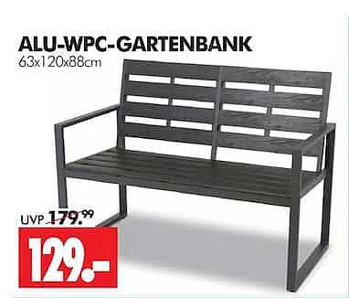 ALU-WPC-GARTENBANK 63x120x88cm