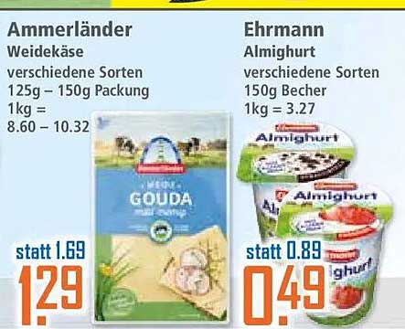 Ammerländer Weidekäse verschiedene Sorten 125g – 150g Packung 1kg = 8.60 – 10.32