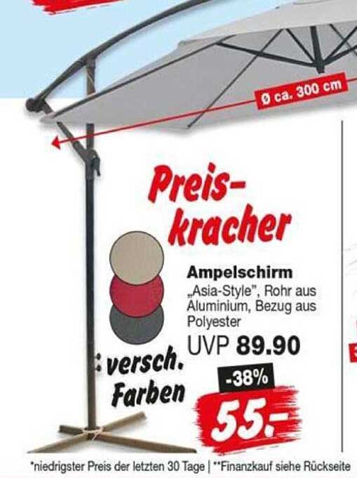 Ampelschirm „Asia-Style“, Rohr aus Aluminium, Bezug aus Polyester