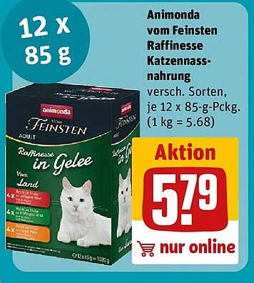 Animonda vom Feinsten Raffinesse Katzennassnahrung, versch. Sorten, je 12 x 85-g-Packg. (1 kg = 5.68)