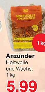 Anzünder Holzwolle und Wachs, 1 kg