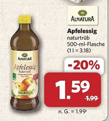 Apfelessig naturtrüb 500-ml-Flasche (1 l = 3.18)