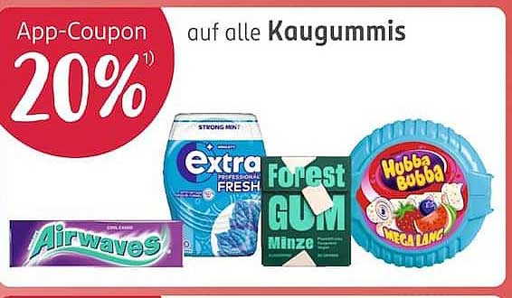 App-Coupon 20% auf alle Kaugummis