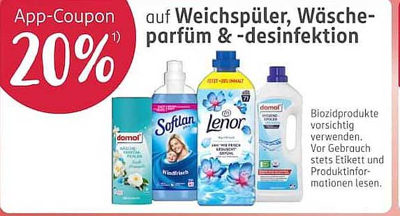 App-Coupon 20% auf Weichspüler, Wäscheparfum & -desinfektion
