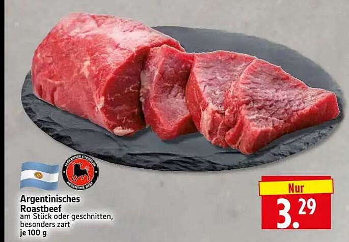 Argentinisches Roastbeef am Stück oder geschnitten, besonders zart je 100 g