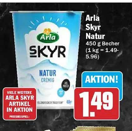 Arla Skyr Natur 450 g Becher (1 kg = 1.49-5.96)