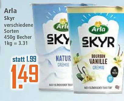 Arla Skyr verschiedene Sorten 450g Becher 1kg = 3.31