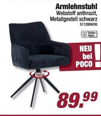 Armlehnstuhl Webstoff anthrazit, Metallgestell schwarz