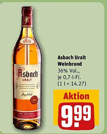 Asbach Uralt Weinbrand 36% Vol., je 0,7-l-Fl. (1 l = 14.27)